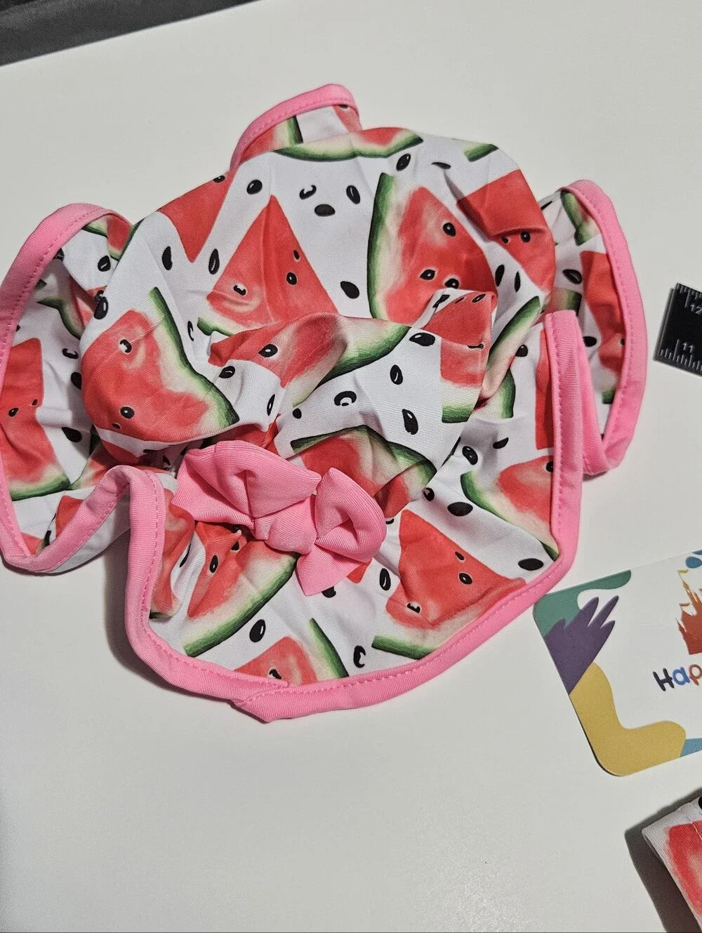 NWT Happy Town Baby Girl Watermelon Swimsuit Bikini & Hat Set 3-6M